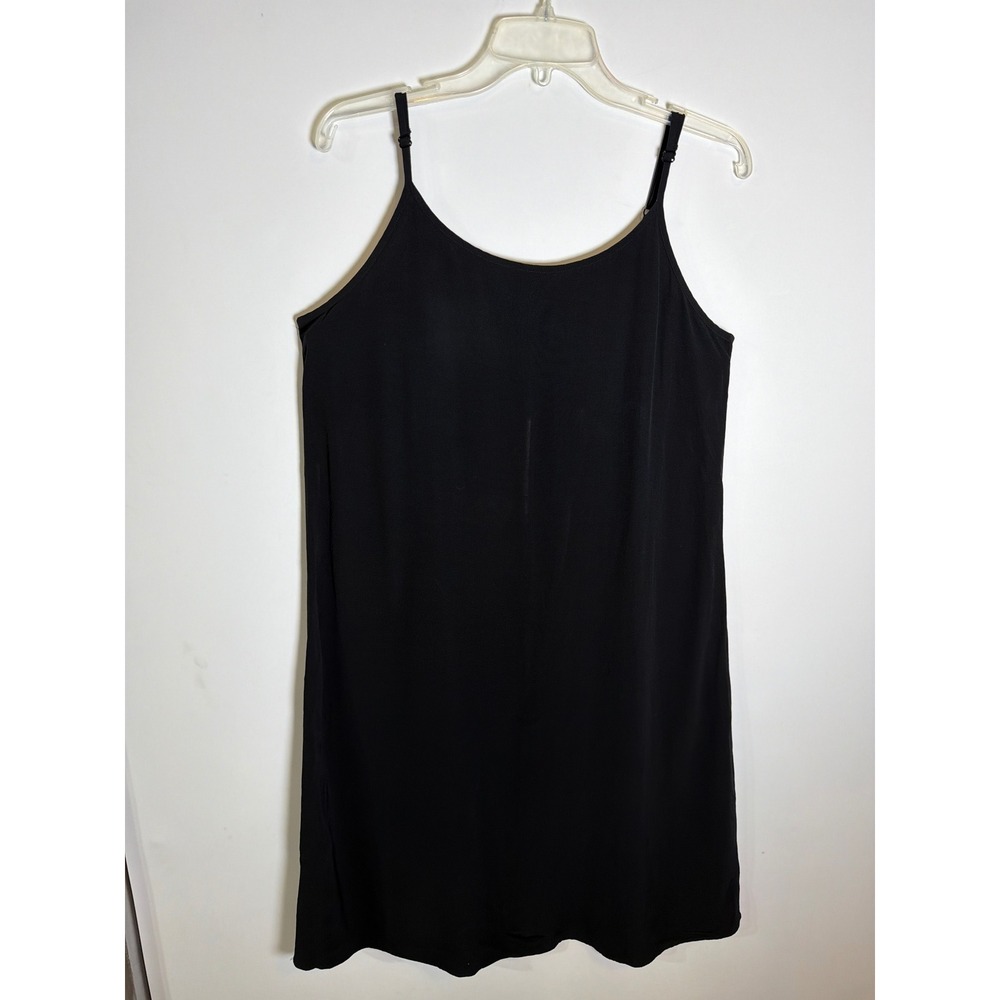Eileen Fisher Black Tencel Viscose Midi Slip Dress Adjustable Straps Small